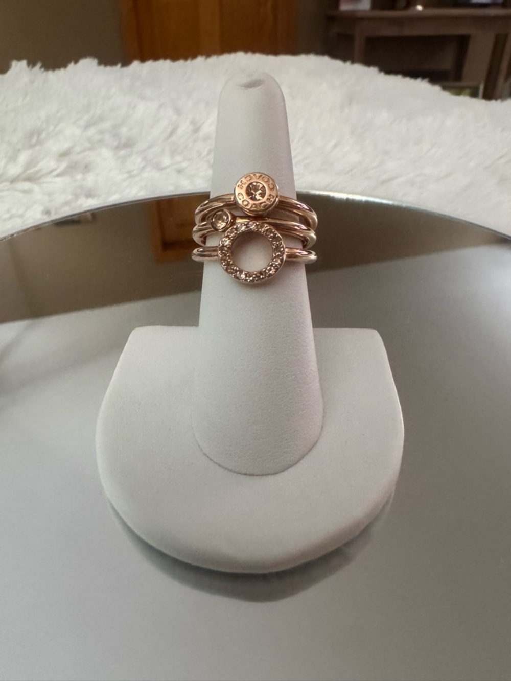 Coach Rose Gold Tone Stackable Rings and Bangle Set - Picture 6 of 8